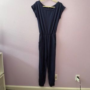 Amazon short-sleeved jumpsuit (Blue)